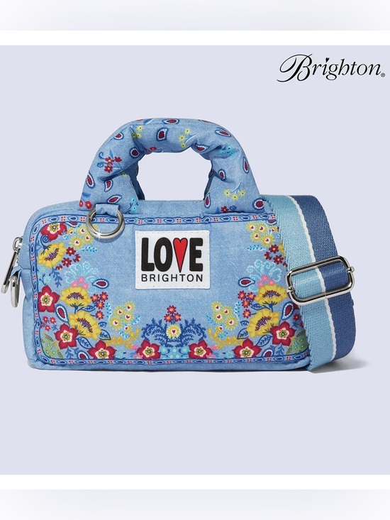 Brighton Handbags - Brighton Light Blue Bandana Love Floral Crossbody Bag